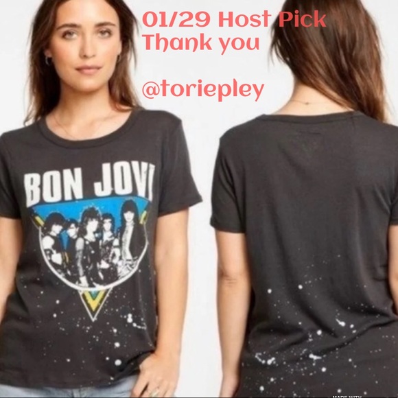 Chaser Tops - New Chaser Bon Jovi spatter tee sz L